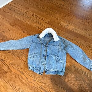 Denim Aviator Bomber Jacket